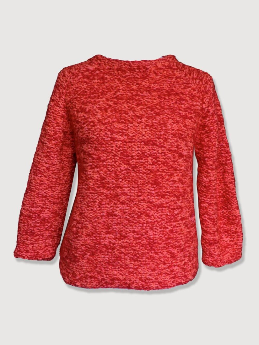 Saks Vintage 60s Mock Neck Sweater Red Twee Mid Century High Neck 3/4 Sleeve